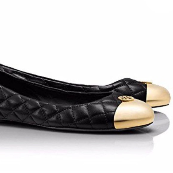 Tory Burch Kaitlin Quilted Leather Gold Toe ballet slip-on flats 6.5 Luxury - Picture 6 of 16